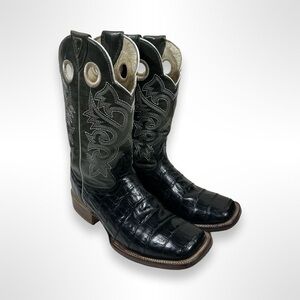AVENTURERO Y2K square toe caiman belly western boots